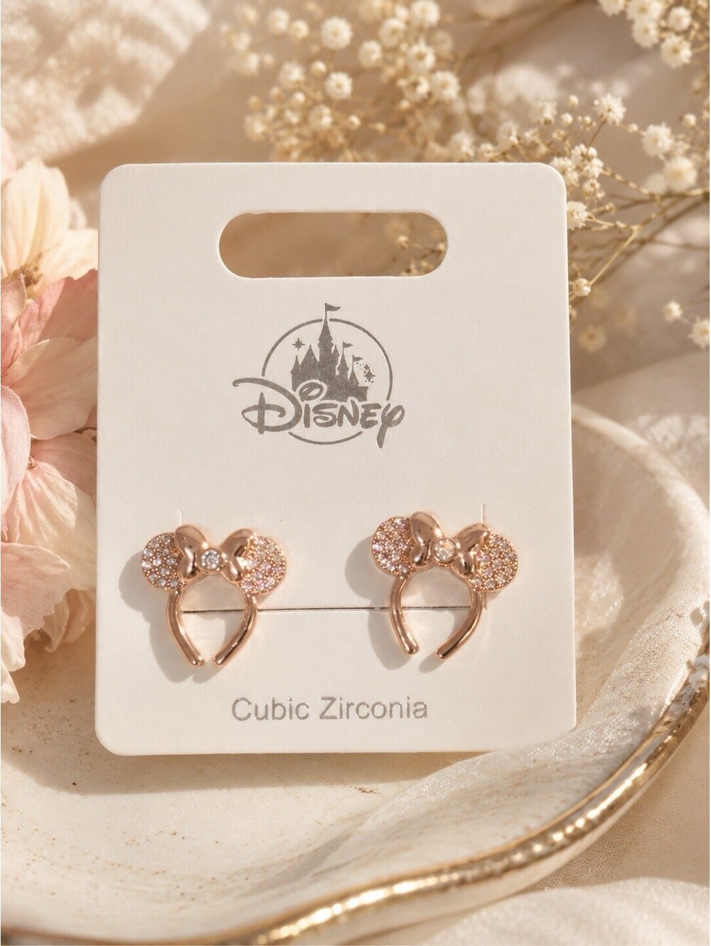 Disney Minnie Mouse Ear Headband Rose Gold Color Stud Earrings From Disney Park